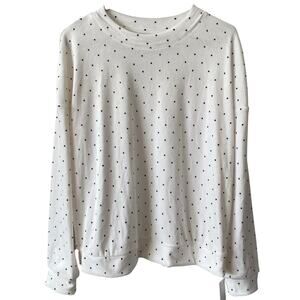 NEW AUDEN Ultra Soft Sleepwear Top Cream Dot Size Medium Long Sleeve Cozy Warm